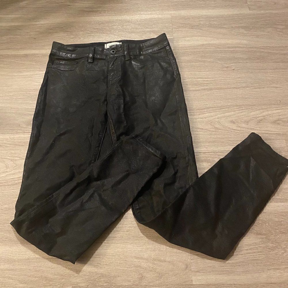 Yummie By Heather Thomson Womens Black Velveteen Mid Rise Skinny Jeans Size 28